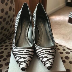 Ann Taylor Zebra Print Black and White Heels
